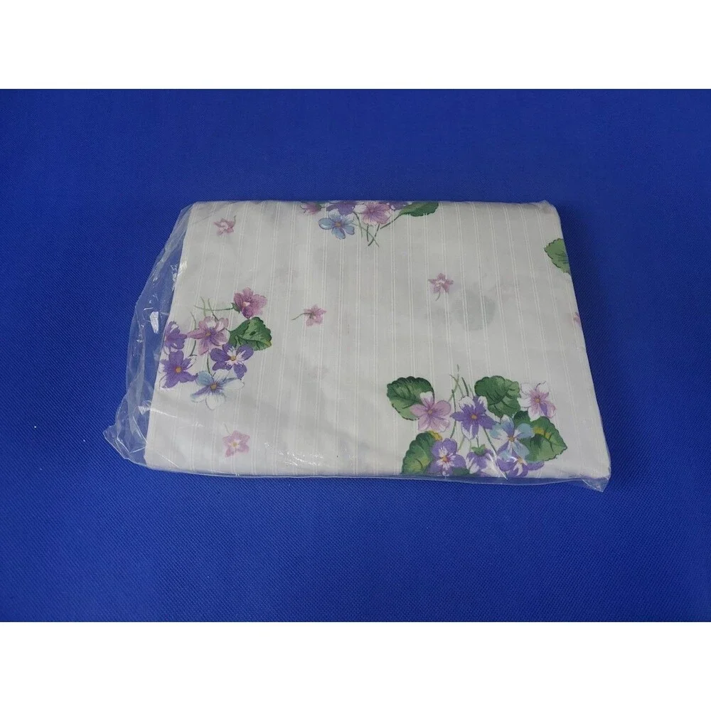 Vtg Cannon Monticello Full & Flat Sheet 200 Thread Count NOS Flowers Purple USA